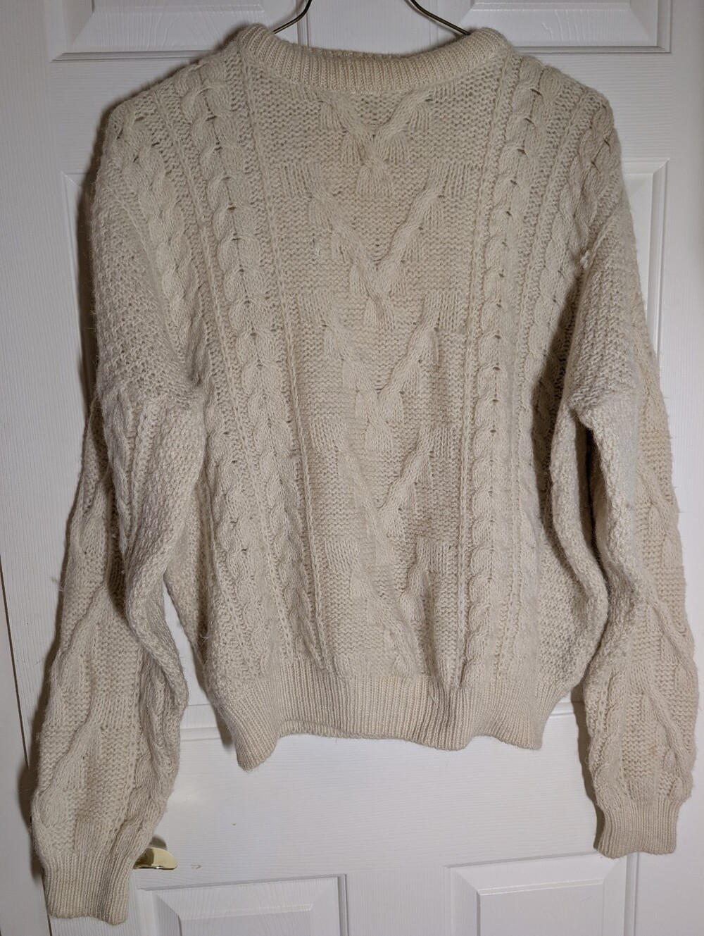 Vintage Thomas Keeling 100% Wool Cable Knit Chunky Fisherman Crewneck Sweater XL